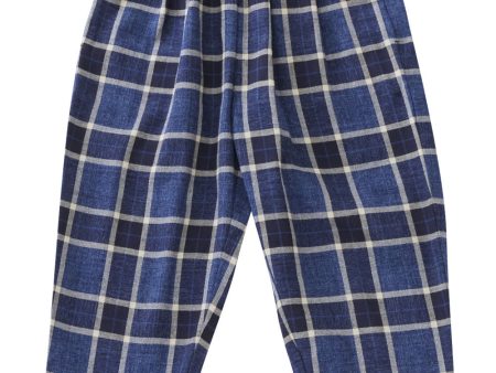 Blue x White Checked Trousers Cheap