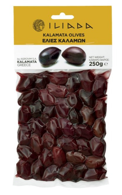 Kalamata Olives in Vacuum Bags by ILIADA 250g Supply