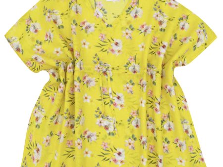 Yellow Flower Print Kaftan Cheap