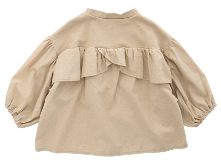 2-Way Frill Beige T-Shirt Cheap