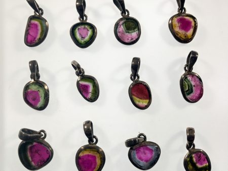 Watermelon Tourmaline Pendants in Sterling Silver Online Sale