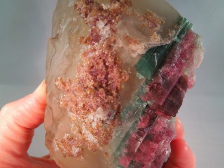 Smoky Elestial Quartz w  Tourmaline & Lepidolite, 1.56 lbs. Fashion