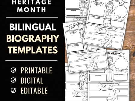 Bilingual Biography Project Templates for Hispanic Heritage Month For Sale