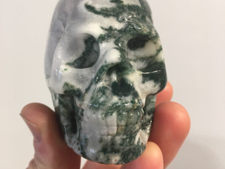 Moss Agate Skull Hot on Sale