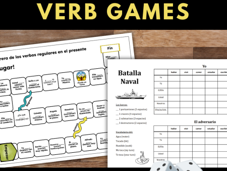 8 No-Prep, Editable Games for Regular Verbs in Spanish (Present Tense) For Sale