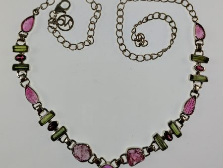 Bi-color tourmaline necklace in sterling silver Sale