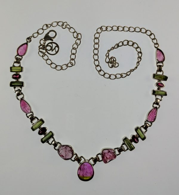 Bi-color tourmaline necklace in sterling silver Sale