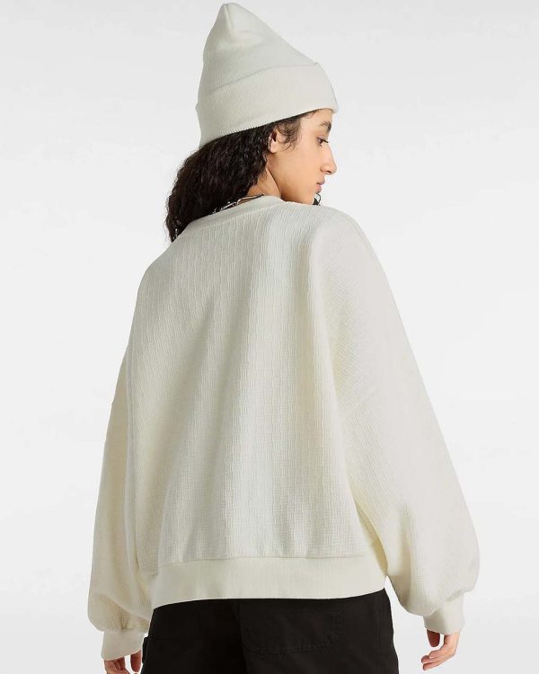 Sabine Loose Jacquard Crew Sweatshirt - Marshmallow Online Hot Sale