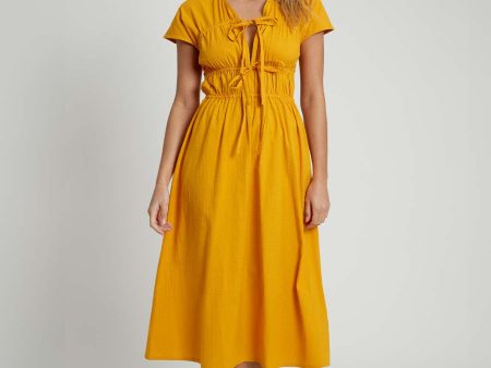 Tie Front Seersucker Midi Dress For Cheap