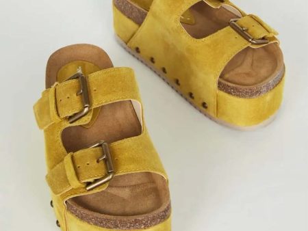 Cooper-2 Suede Platform Slide - Marigold Online Sale