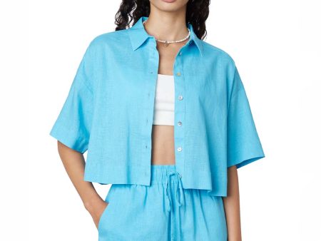 Cropped Boxy Shirt - Aqua Online Hot Sale