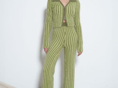 Arcade Knit Pants - Fuzzy Green Stripe For Cheap