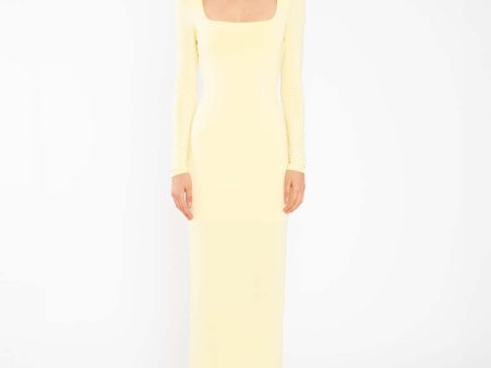 Lemon Yellow Square Neck Maxi Dress Online Sale