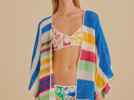 Mixed Stripes Crochet Kimono Fashion