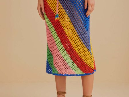 Diagonal Stripes Crochet Midi Skirt Discount