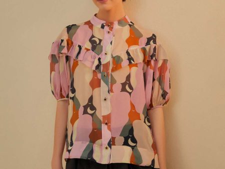 The Kiss Multicolor Short Sleeve Blouse Cheap