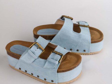 Cooper-2 Denim Platform Slide on Sale