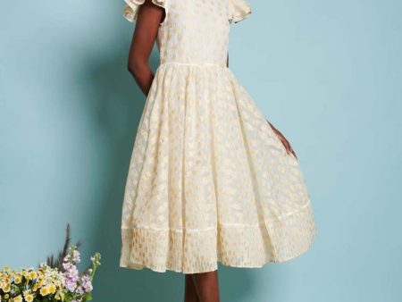 Marigold Jacquard Tiered Dress For Sale