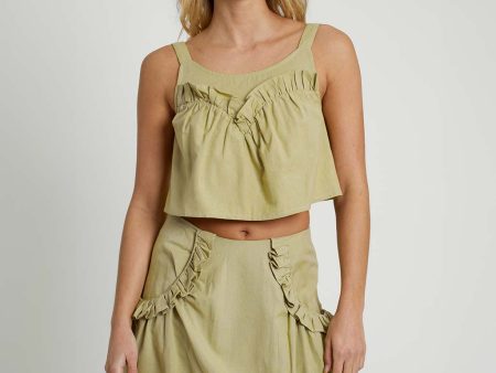 Verdi Linen Blend Ruffle Cami Online now