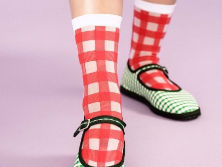 Shirley Sheer Crew Socks - Red Online Sale