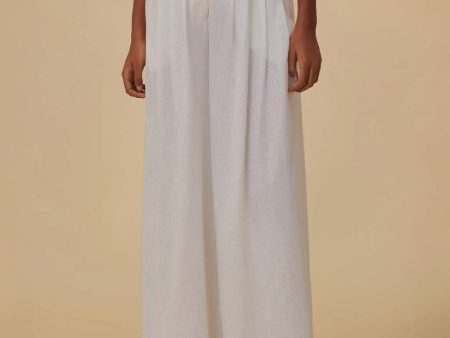 Off-White Linen Low Waist Pants Online Sale