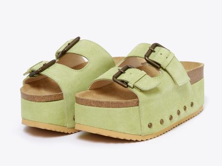 Cooper-2 Suede Platform Slide - Pistachio on Sale