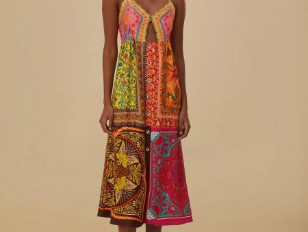 Multicolor Mixed Scarves Midi Dress Sale