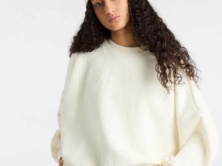 Sabine Loose Jacquard Crew Sweatshirt - Marshmallow Online Hot Sale