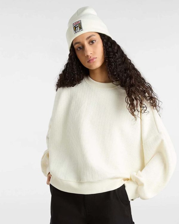 Sabine Loose Jacquard Crew Sweatshirt - Marshmallow Online Hot Sale