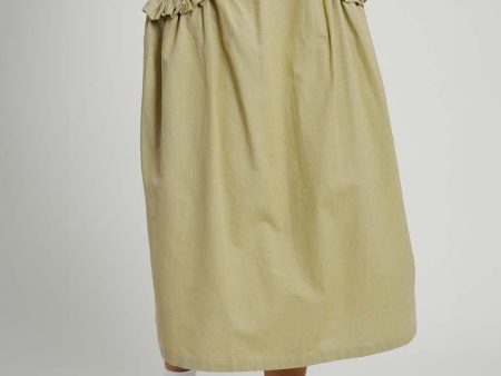 Verdi Linen Blend Midi Ruffle Skirt Fashion