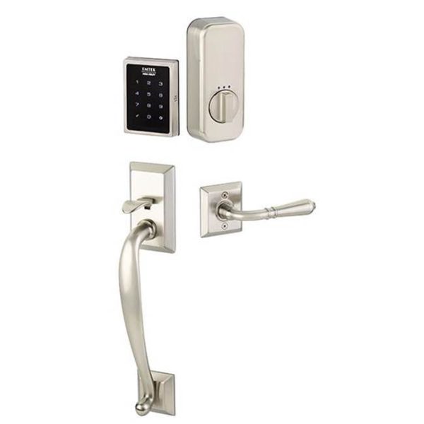 Emtek EMP1105RLRH Electronic Empowered Motorized Touchscreen Keypad Smart Lock Entry Set with Franklin Grip - works with Yale Access , Rope Lever , RH Online now